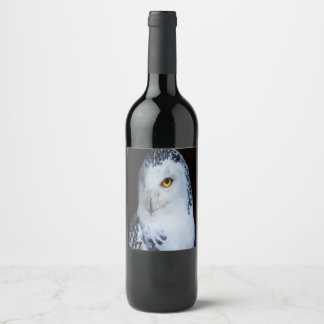 Cute Snowy Owl Wine Label