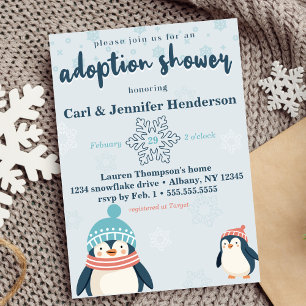 Cute Snowy Penguin Adoption Baby / Child Shower Invitation