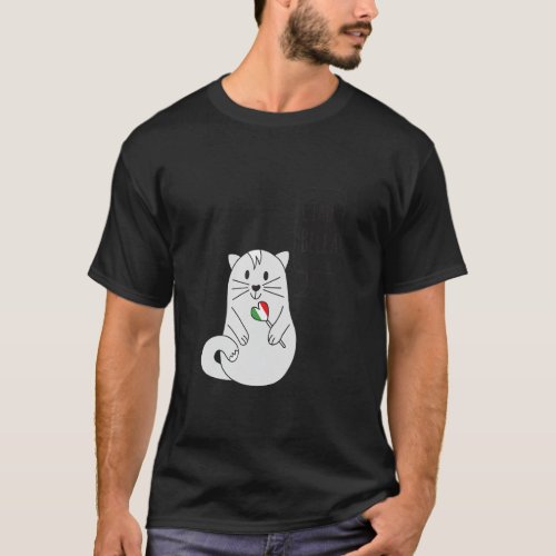 Cute Snuggly Purr Italian Cat With Heart And Flag  T_Shirt