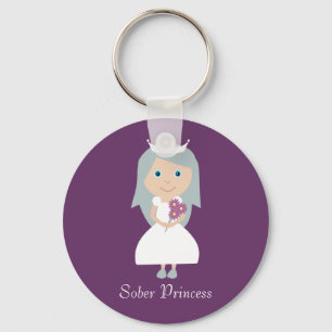 Cute Sober Princess Cartoon Character Purple Keychain