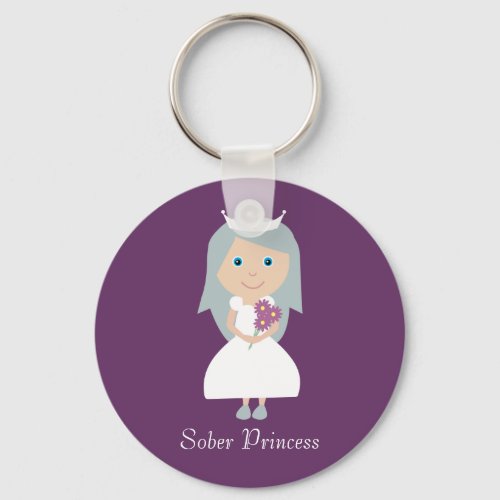 Cute Sober Princess Cartoon Character Purple Keychain