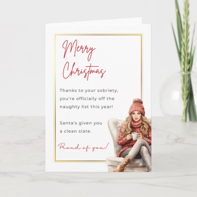 Cute Sobriety Christmas Card (Front)
