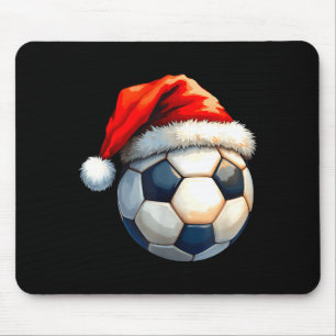 Cute Soccer Ball Christmas Santa Hat Funny Holiday Mouse Pad