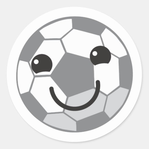 Cute Soccer ball football with a face Classic Round Sticker | Zazzle