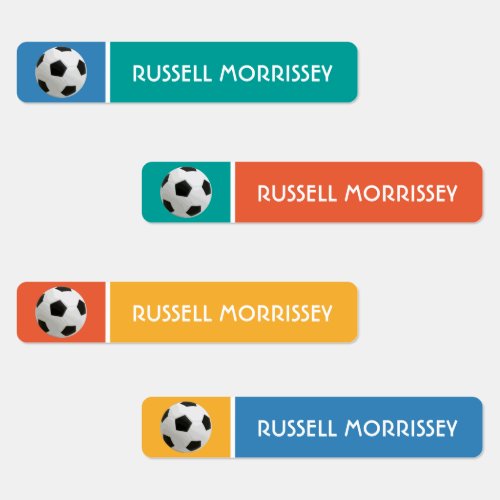 Cute Soccer Ball Kids Name Colorful Labels