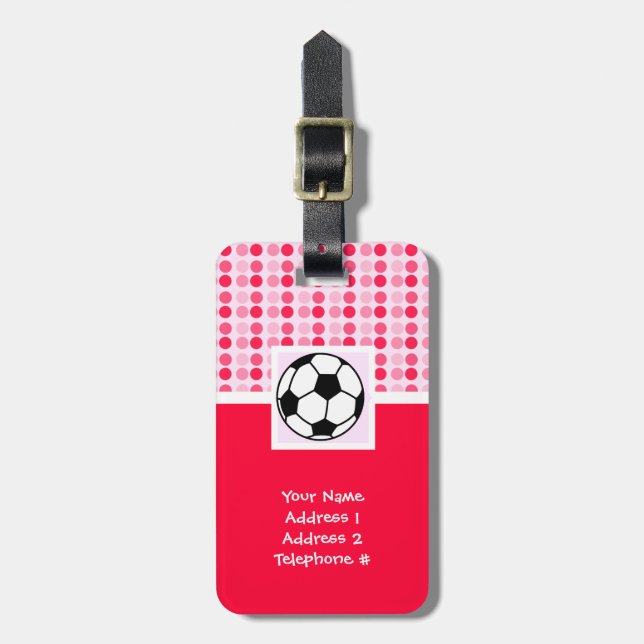 Cute Soccer Ball Luggage Tag (Front Vertical)