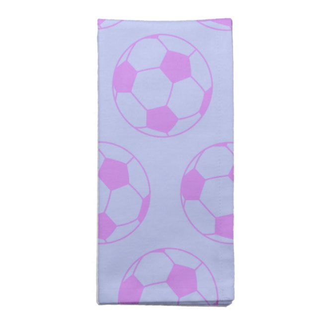 Cute Soccer Ball Pattern in Purple and Blue Cloth Napkin (Folded)