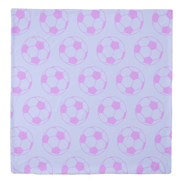 Cute Soccer Ball Pattern in Purple and Blue Duvet Cover (Front)