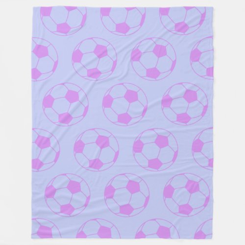 Cute Soccer Ball Pattern in Purple and Blue Fleece Blanket