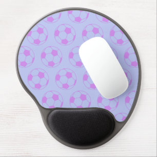 Cute Soccer Ball Pattern in Purple and Blue Gel Mouse Pad