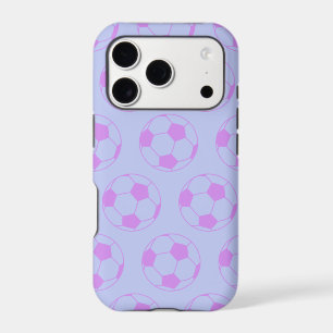 Cute Soccer Ball Pattern in Purple and Blue iPhone 17 Pro Case