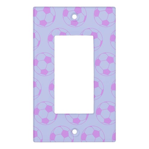 Cute Soccer Ball Pattern in Purple and Blue Light Switch Cover