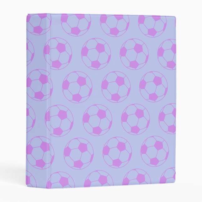Cute Soccer Ball Pattern in Purple and Blue Mini Binder (Front/Spine)