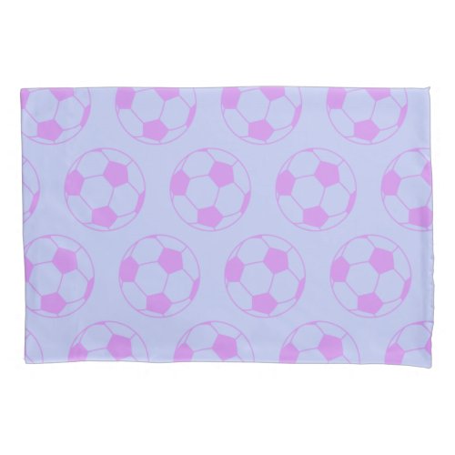 Cute Soccer Ball Pattern in Purple and Blue Pillow Case