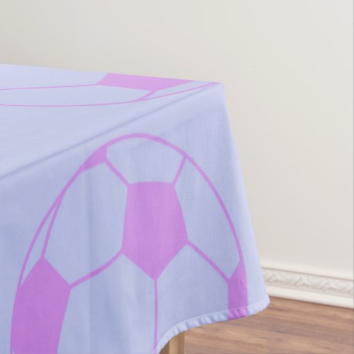 Cute Soccer Ball Pattern in Purple and Blue Tablecloth