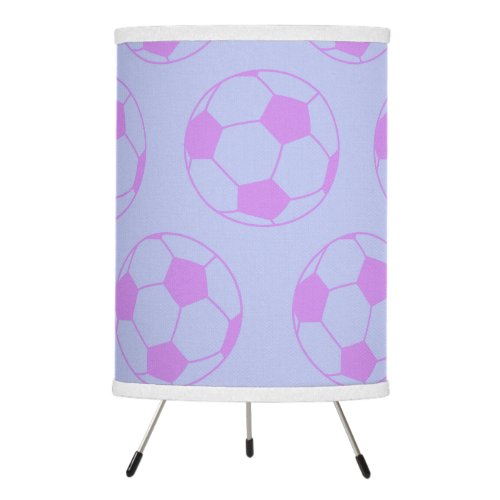 Cute Soccer Ball Pattern in Purple and Blue Tripod Lamp