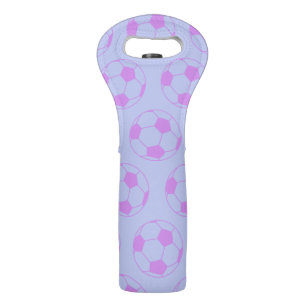 Cute Soccer Ball Pattern in Purple and Blue Wine Bag