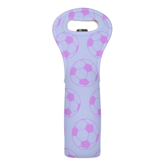 Cute Soccer Ball Pattern in Purple and Blue Wine Bag (Front)