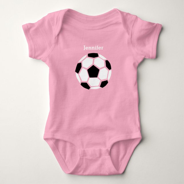 Cute Soccer Ball Personalized Baby Sports Baby Bodysuit (Front)