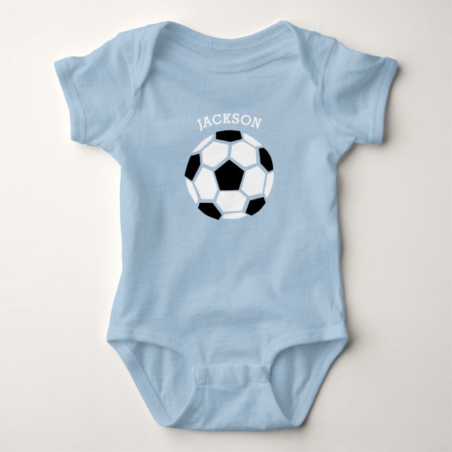 Cute Soccer Ball Personalized Baby Sports Bodysuit (Front)