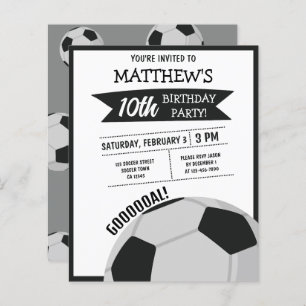 Cute Soccer Ball Ribbon Budget Birthday Invite