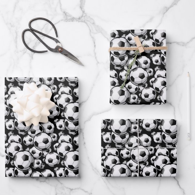 cute Soccer ball sports pattern Wrapping  Paper Sheets (Front)