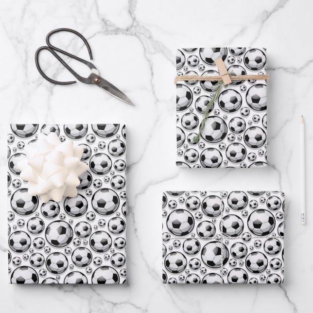 cute Soccer ball sports pattern  Wrapping Paper Sheets (Front)