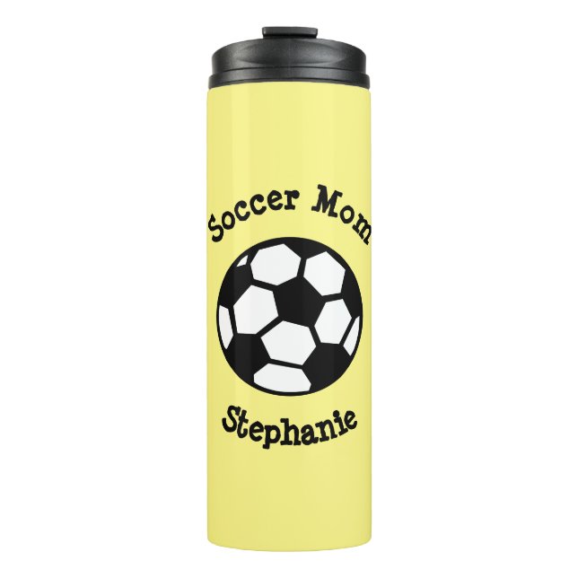 Cute Soccer Ball Text Soccer Mom Personalized Thermal Tumbler (Front)