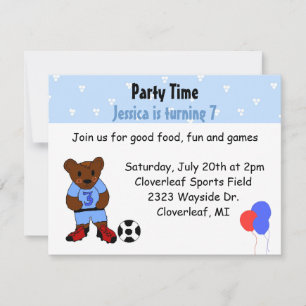 Cute Soccer Bear Invitation