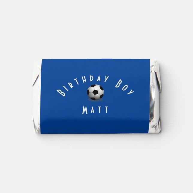 Cute Soccer Birthday Boy Blue and White Hershey's Miniatures (Front)
