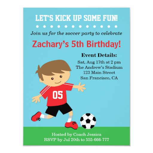 Cute Soccer Boy, Football Themed Birthday Party Card | Zazzle