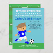Cute Soccer Boy, Football Themed Birthday Party Invitation (Front/Back)