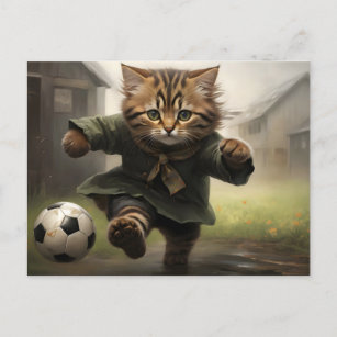 Cute Soccer Cat Postcard