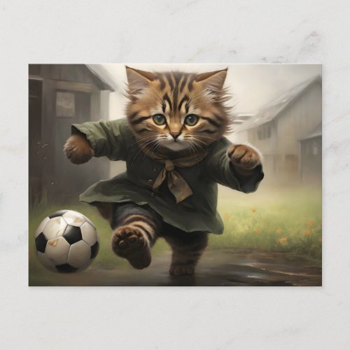 Cute Soccer Cat Postcard