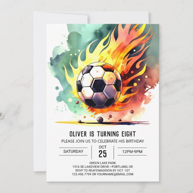 Cute Soccer Children's Printable Birthday Invitation (Front)