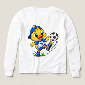 Cute Soccer Duck Girls Long Sleeve T-Shirt Tri-Blend Shirts