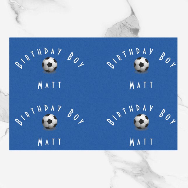 Cute Soccer Football Birthday Boy Blue and White Tissue Paper (Creator Uploaded)