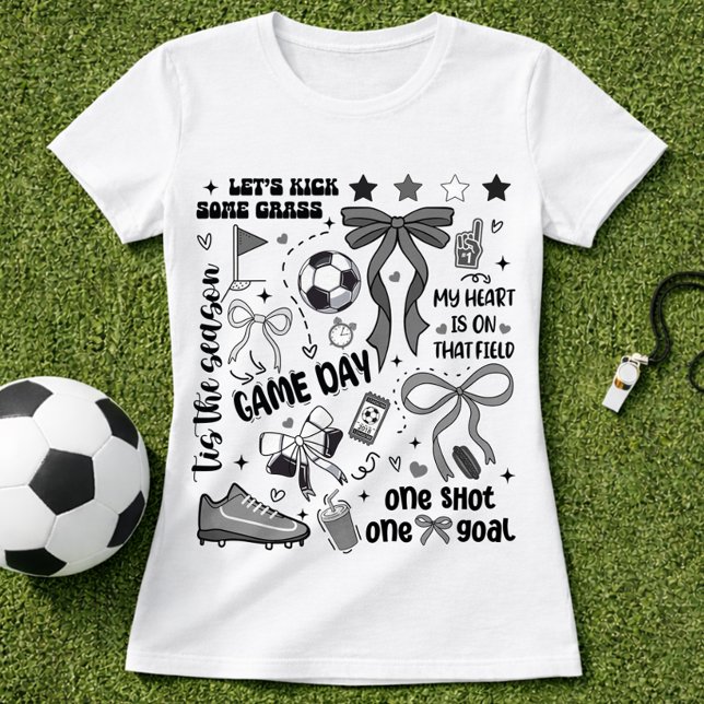 Cute Soccer Game Day Bow Coquette Collage T-Shirt (Creator Uploaded)