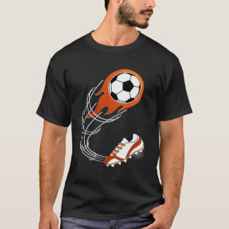Cute Soccer Gift For Boys Or Girls Flaming Soccer  T-Shirt