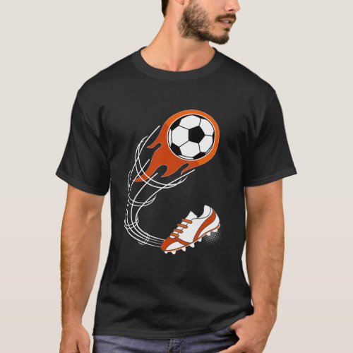 Cute Soccer Gift For Boys Or Girls Flaming Soccer  T_Shirt