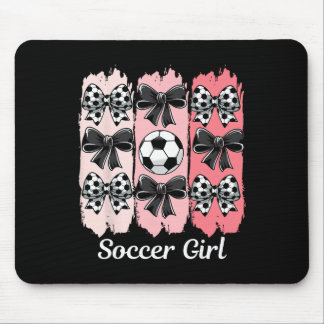 Cute Soccer Girl Coquette Bow Soccer Girl Soccer B Mouse Pad