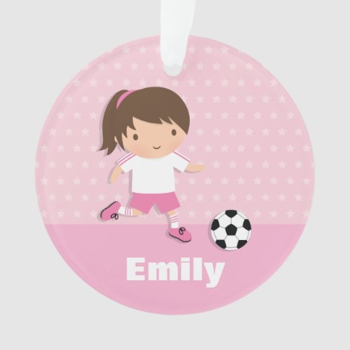 Cute Soccer Girl Pink Personalized Ornament