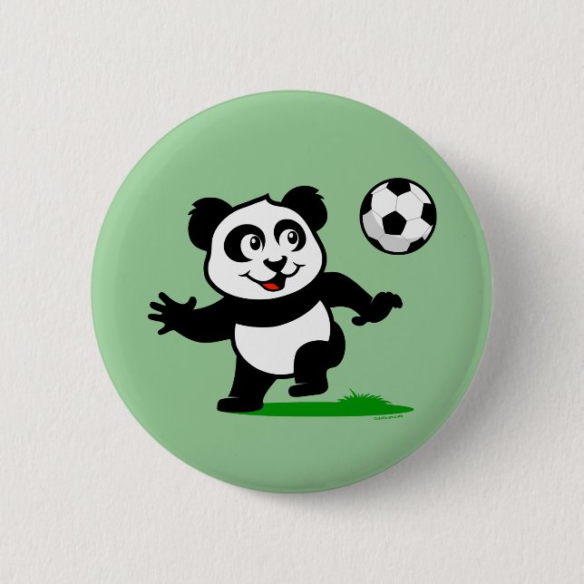 Cute Soccer Panda Pinback Button (Front)