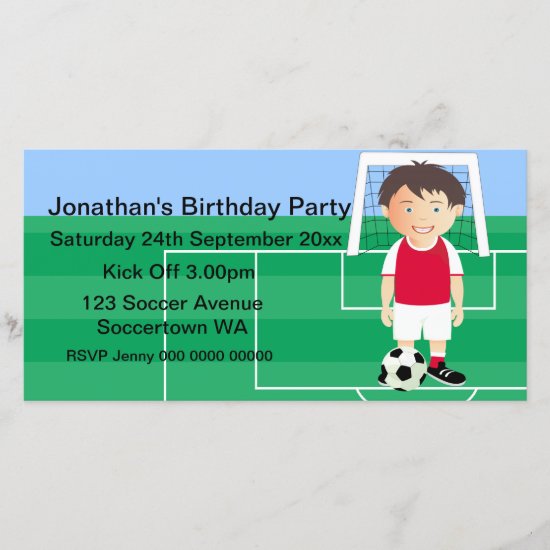 Cute Soccer Player Birthday Party Photo cards