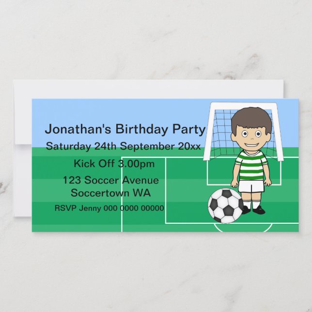 Cute Soccer Player Birthday Party Photo cards (Front)