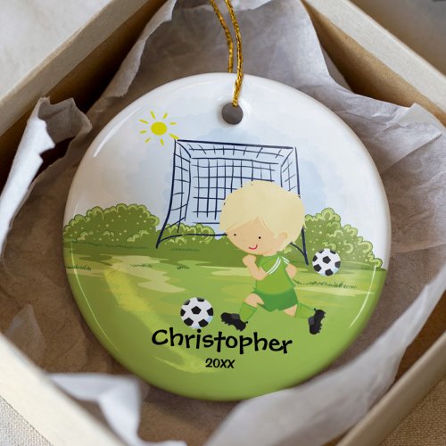 Cute Soccer Player Sport Christmas Ornament