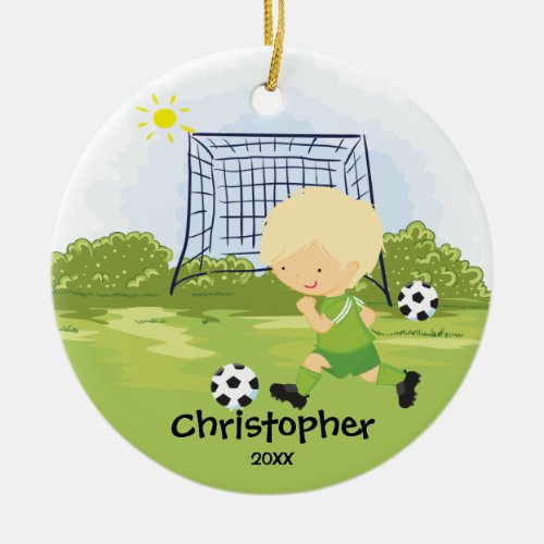 Cute Soccer Player Sport Christmas Ornament