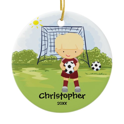 Cute Soccer Player Sport Christmas Ornament