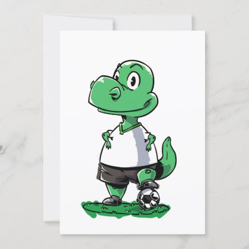 Cute Soccer Playing Dinosaur Invitation