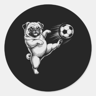 Cute Soccer Pug Dad Dog Ll Play Club Goals Kids  Classic Round Sticker